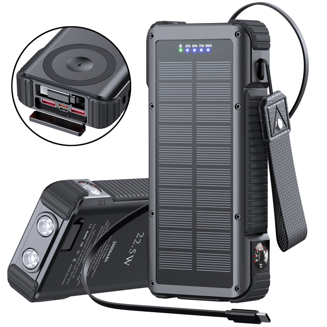 High-performance solar power bank with multifunctional connections and LED display Stornfield