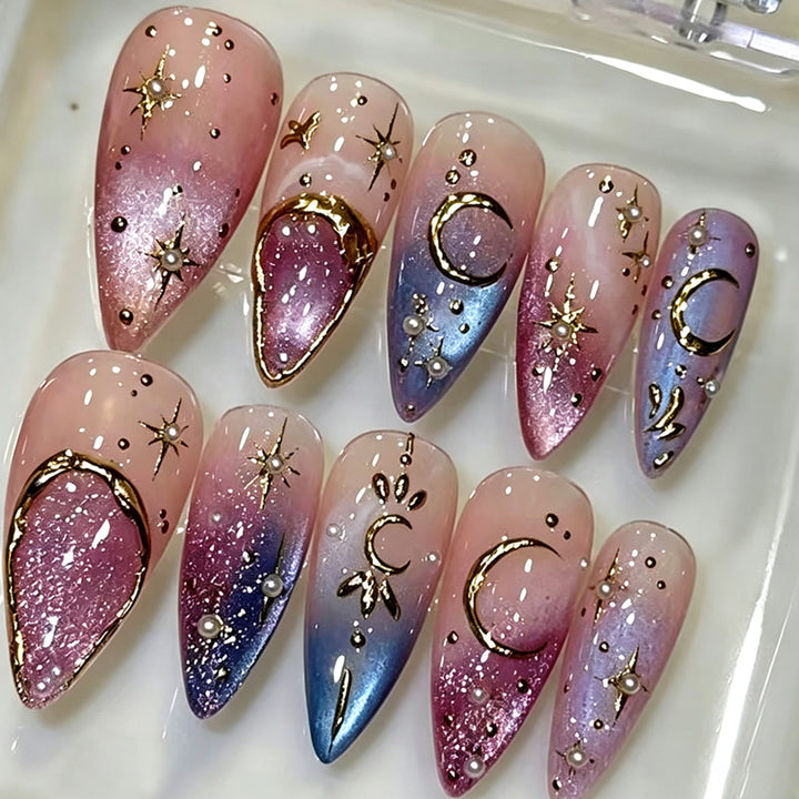 Nail art set with glamorous star and moon designs Stornfield