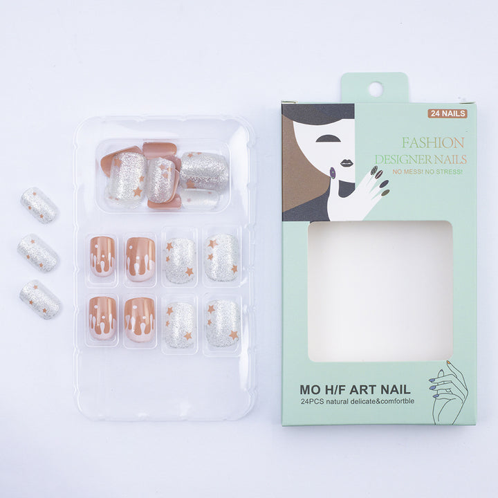 Glittering artificial nails with creative drop design Stornfield