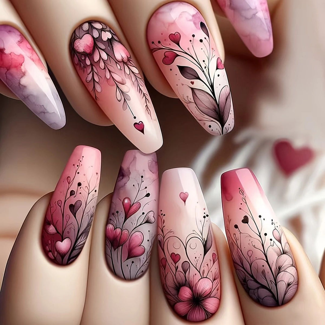 Floral Art Acrylic Nail Set Stornfield