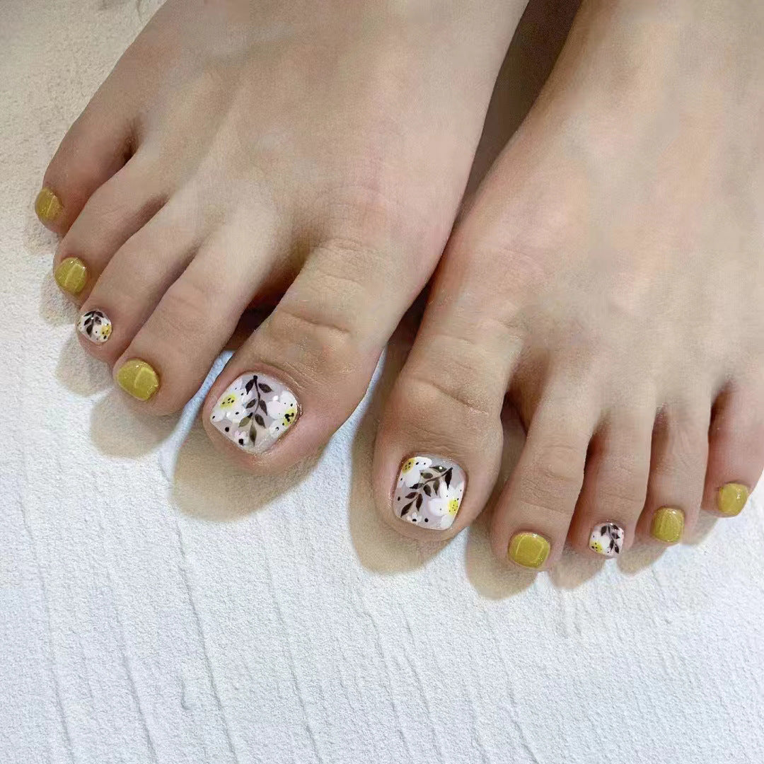 Artistic Floral Pedicure Nail Art