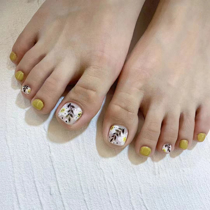 Artistic Floral Pedicure Nail Art