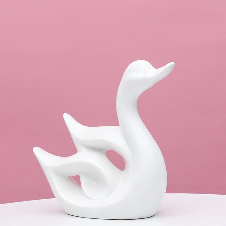 Artistic Swan-Shaped Ceramic Decor Stornfeild
