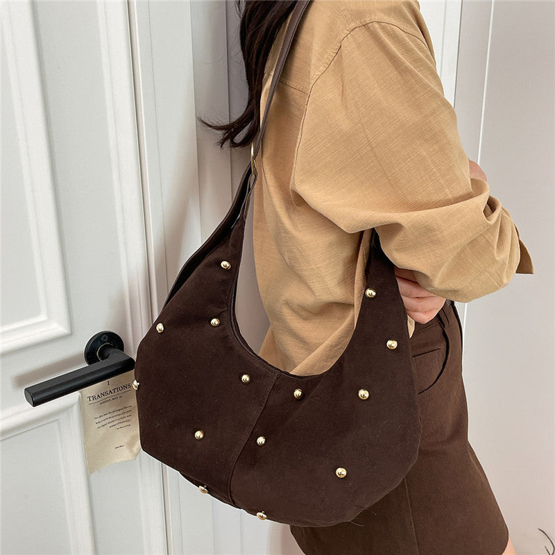 WoTextured Suede Hobo Bag with Decorative Studs Stornfield
