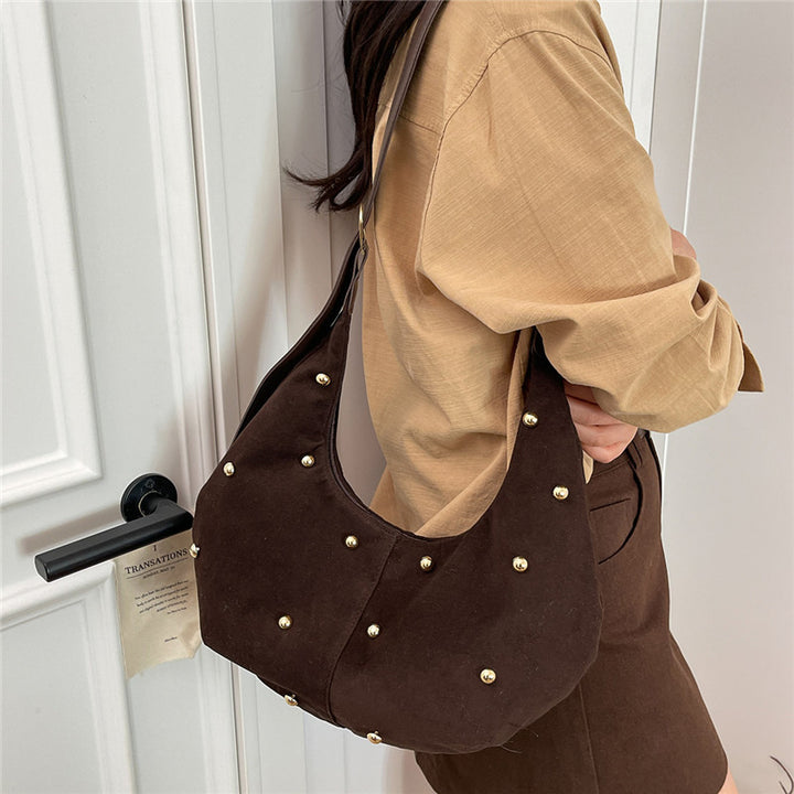 WoTextured Suede Hobo Bag with Decorative Studs Stornfield