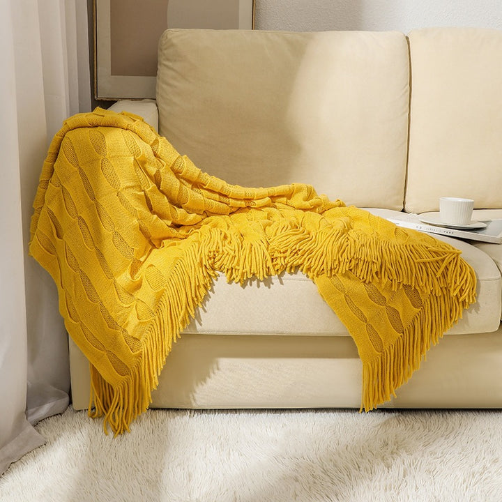 Textured Fringe Throw Blanket