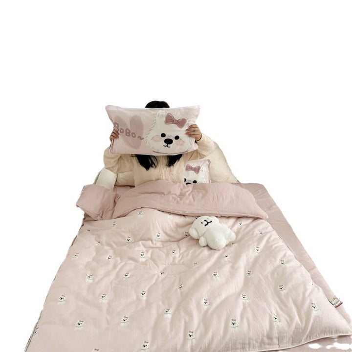 Toddler Plush Decorative Headrest and Lightweight Nursery Blanket Set