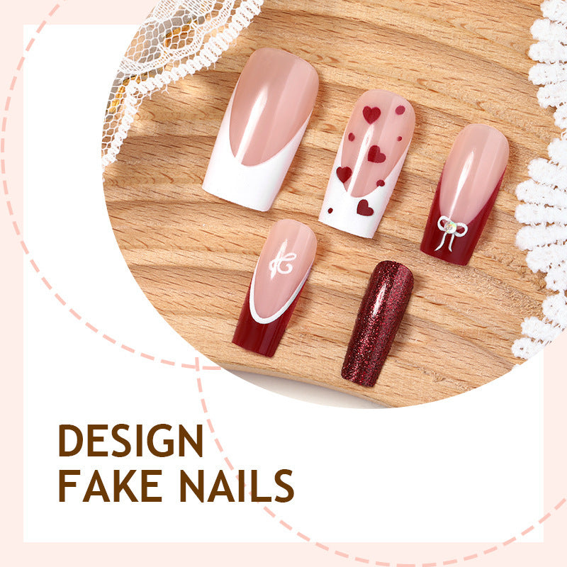 Creative Nail Art Set with Heart and Glitter Accents Stornfield