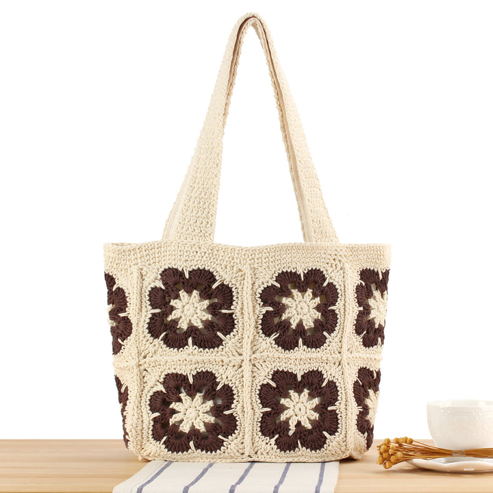 Hand-knotted shopping bag with floral design Stornfield