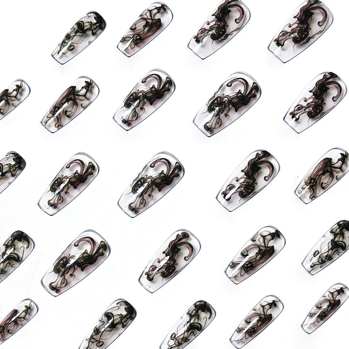 Artificial nails with modern transparent marble effect Stornfield