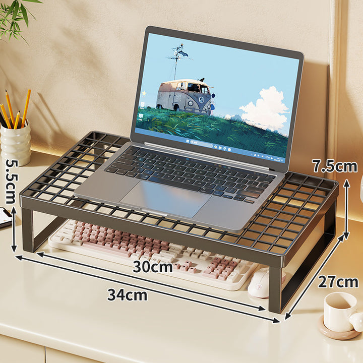 Elevated Mesh Laptop Stand Riser with Under-Keyboard Storage