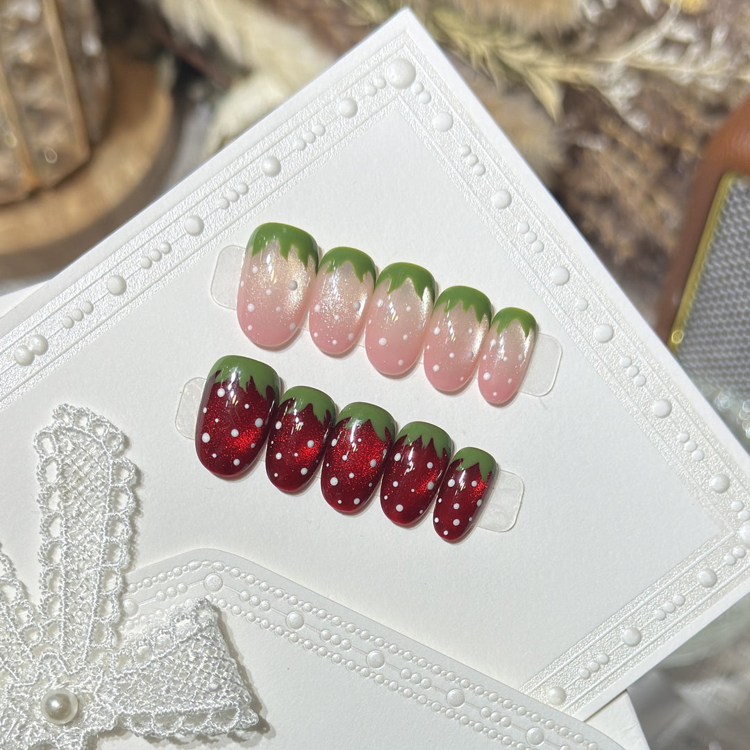 Artistic Strawberry Design Press-On Nail Set Stornfield