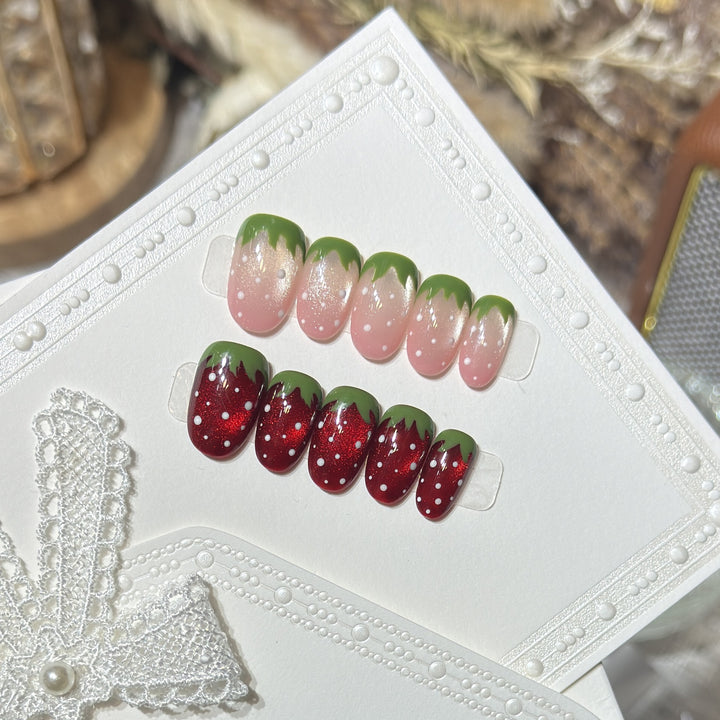 Artistic Strawberry Design Press-On Nail Set Stornfield