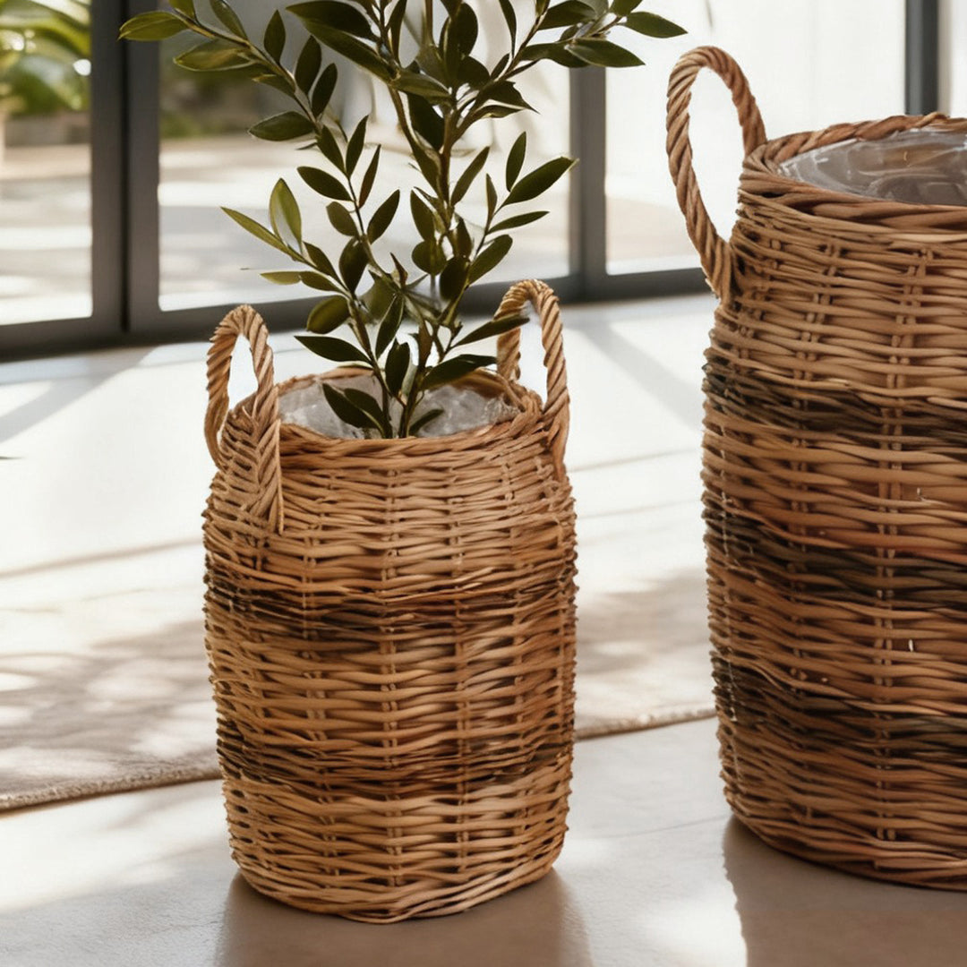 Handcrafted storage basket with natural fiber Stornfield