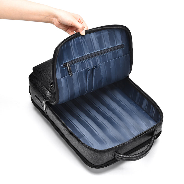 Sleek Leather Laptop Backpack Stornfield