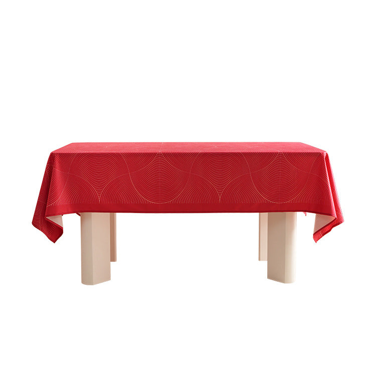 Rectangular wipeable tablecloth in semicircle jacquard with easy-care coating Stornfield
