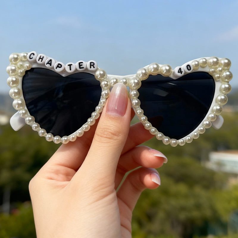 Pearl-Accented Heart-Shaped Sunglasses Stornfield