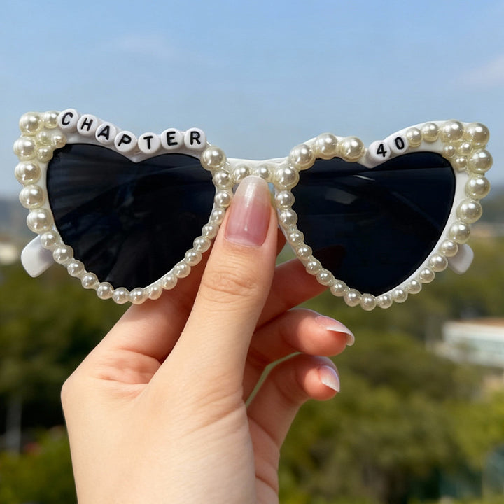 Pearl-Accented Heart-Shaped Sunglasses Stornfield