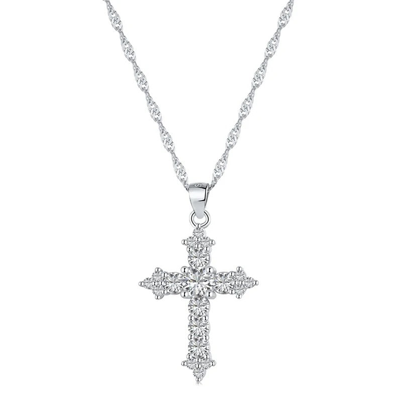 Cross pendant necklace with sparkling zirconia stones Stornfield