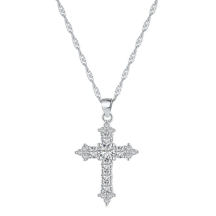 Cross pendant necklace with sparkling zirconia stones Stornfield