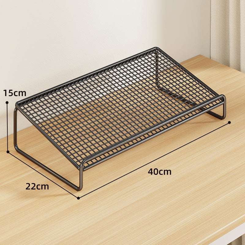 Elevated Mesh Metal Desktop Storage Rack