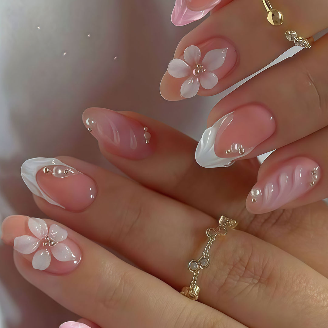 Decorative Floral Acrylic Nail Tips Stornfield