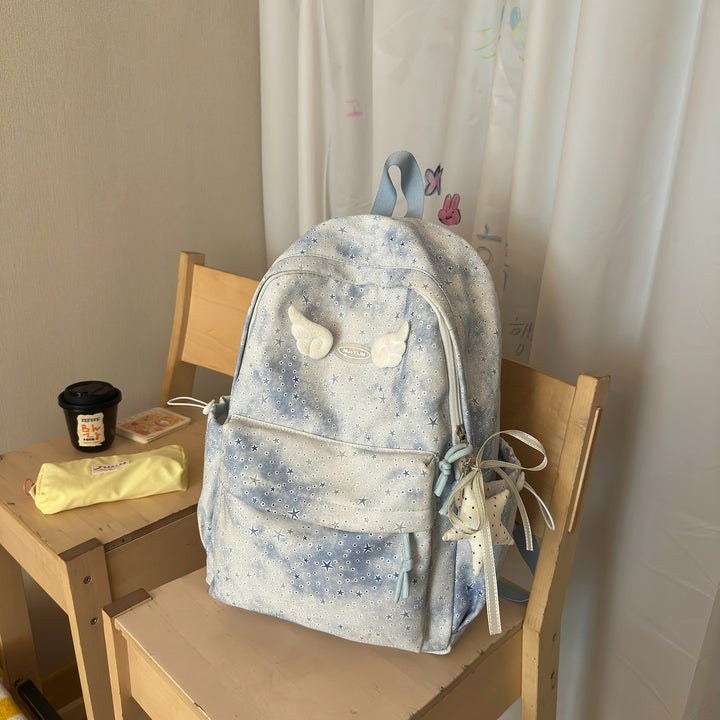 Functional Backpack with Decorative Wing Accents Stornfield