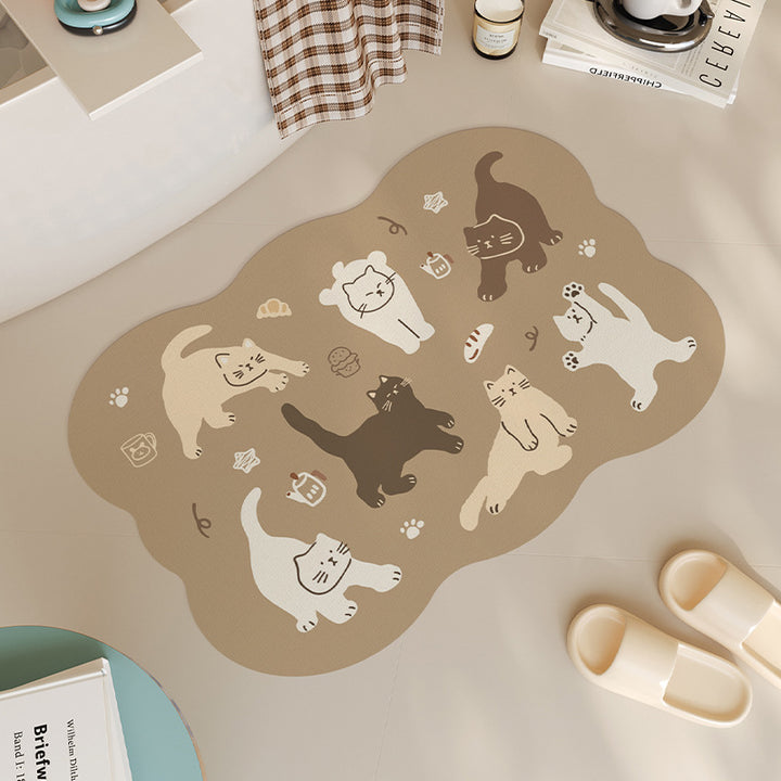 Cute Cat-Themed Bath Mat