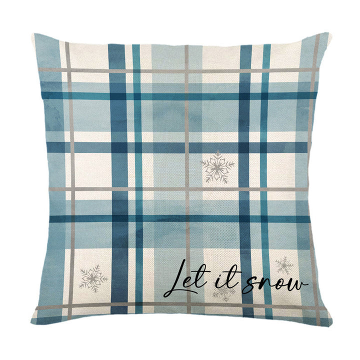Holiday Cotton-Linen Square Throw Pillow Cover with Watercolor Ornament Illustration and Merry & Bright Script