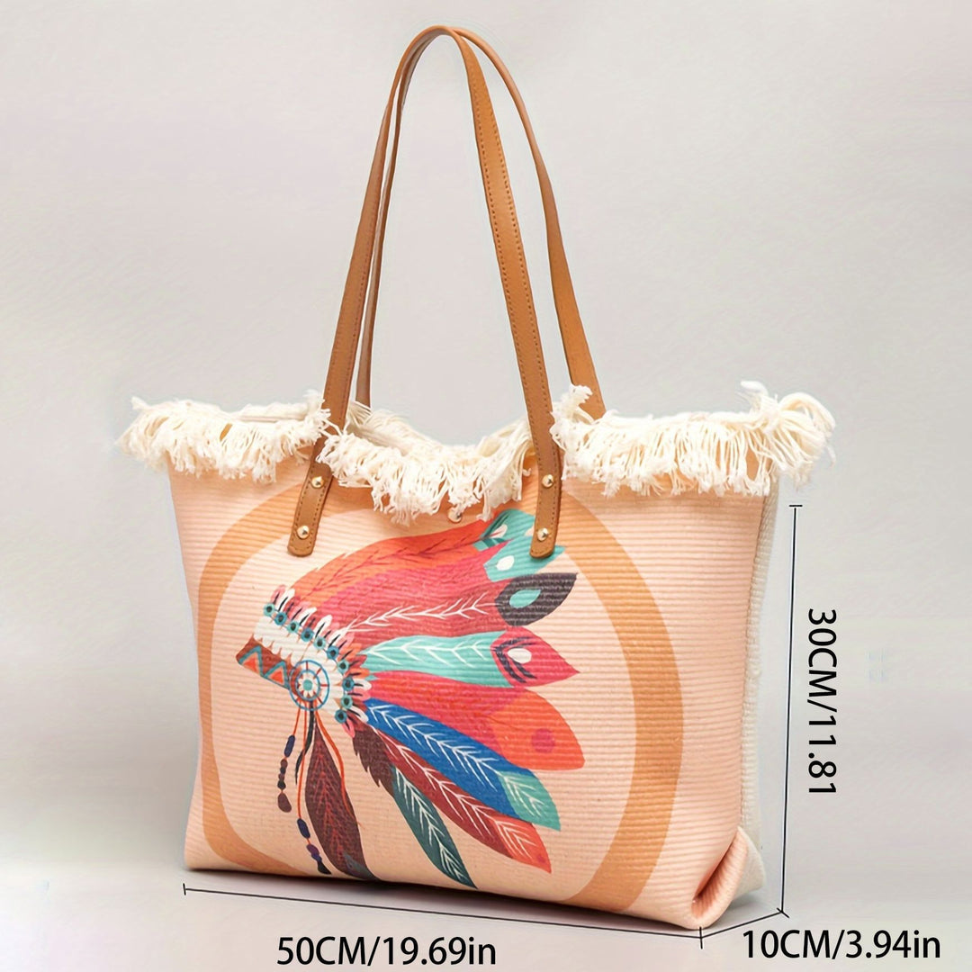 Beach bag with Unique Feather Design Stornfield