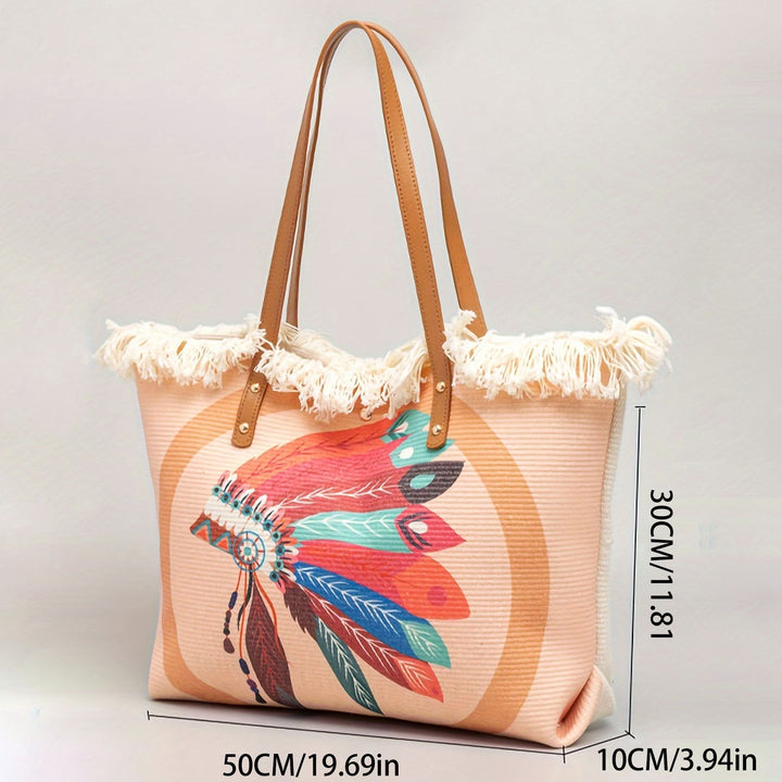 Beach bag with Unique Feather Design Stornfield