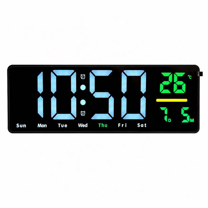 Digital wall clock with temperature and calendar display Stornfield