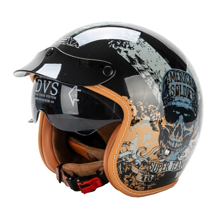 Retro Half-Face Motorcycle Helmet with Visor Stornfield
