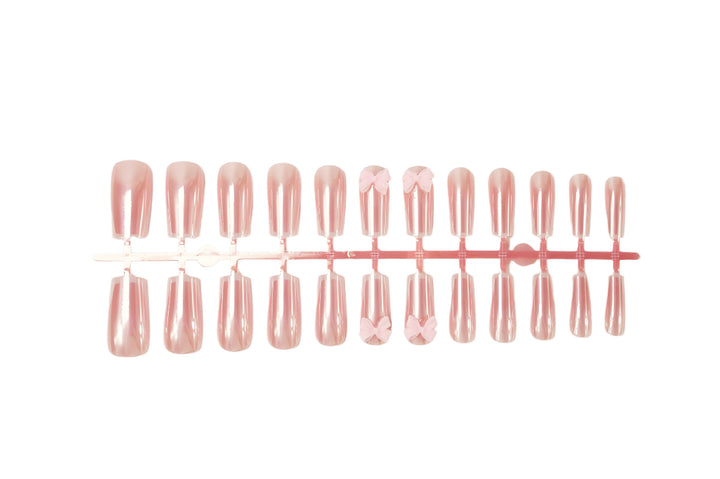 Artificial nail set with stylish bows and elegant French tips Stornfield