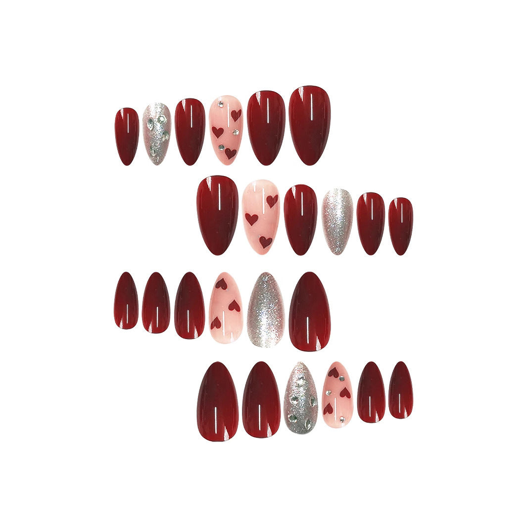 Elegant Heart-Themed Press-On Nail Set Stornfield