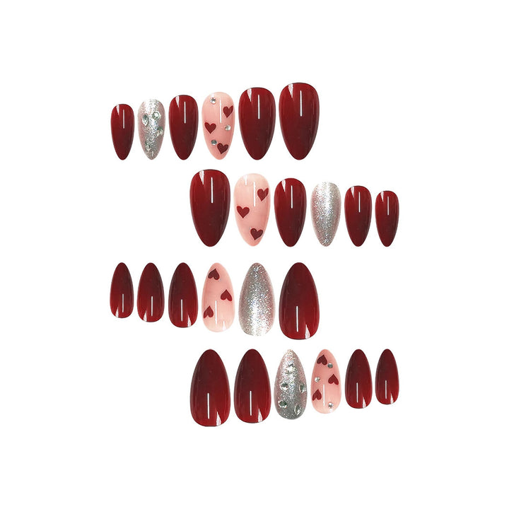 Elegant Heart-Themed Press-On Nail Set Stornfield