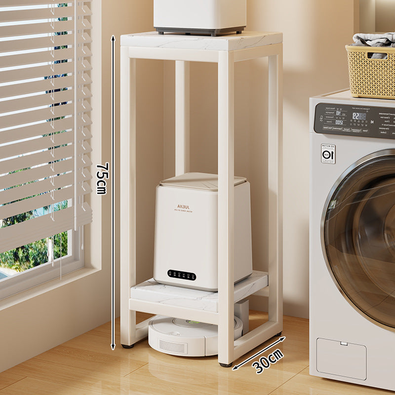 Narrow Two-Tier Metal Appliance Stand with Faux Marble Shelves