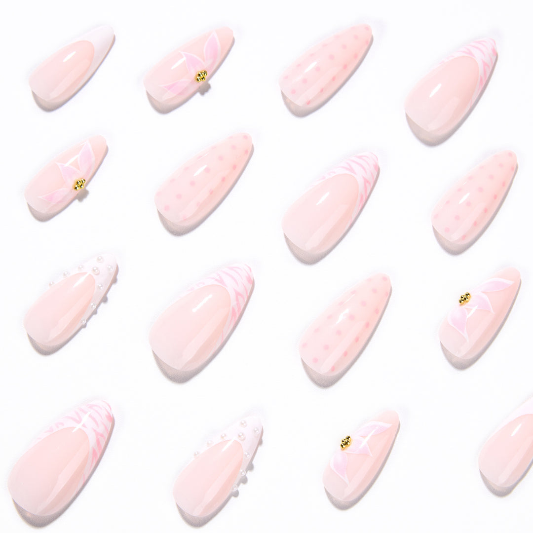Artistic stiletto nails with elegant 3D decorations Stornfield