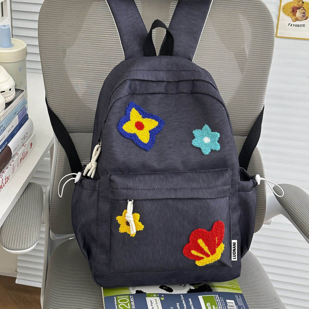 Floral Embroidered School Backpack