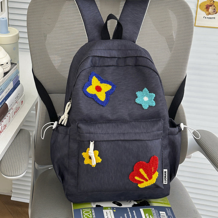 Floral Embroidered School Backpack