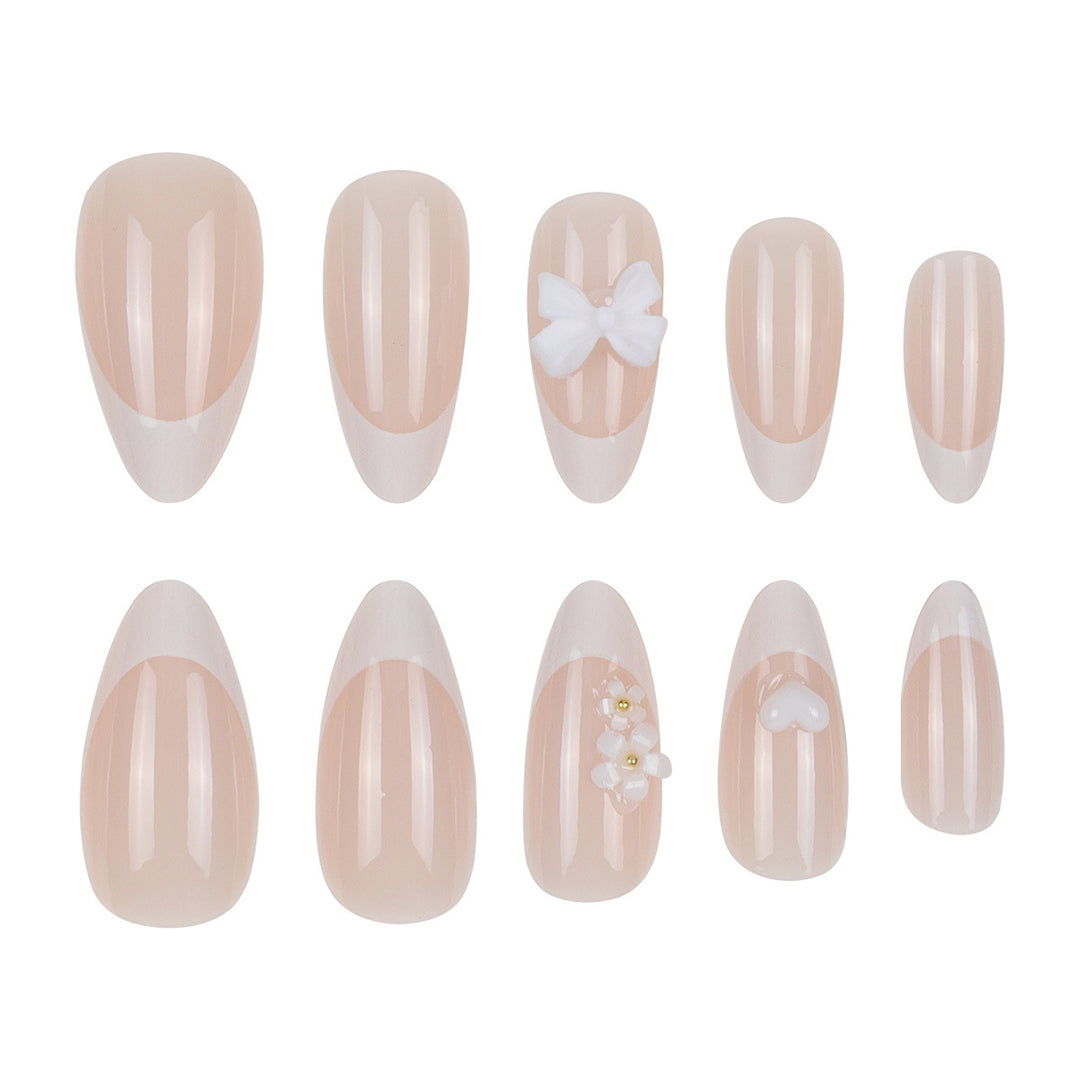 Elegant Stiletto Press-On Nails with Floral Accents Stornfield