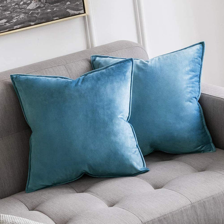Plush Velvet Square Throw Pillow Set with Hidden Zipper and Down-Alternative Insert