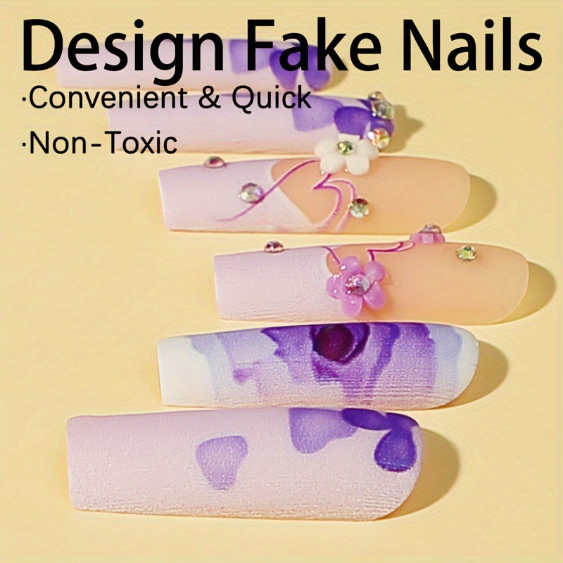 Artificial Nail Set with Floral Patterns Stornfield