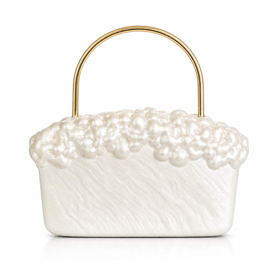 Sculptural Pearl-Embellished Handbag