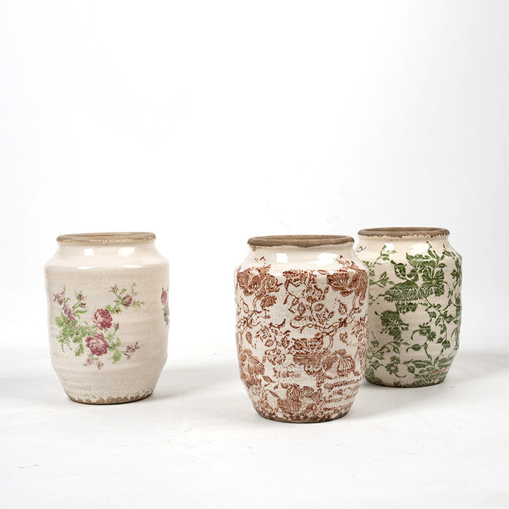 Floral ceramic flower pot with artistic pattern Stornfield