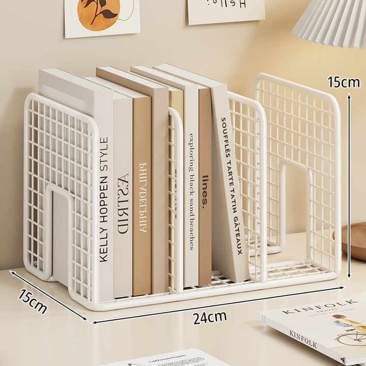 Mesh Wire Desk Book Organizer Multi-Compartment Grid Divider