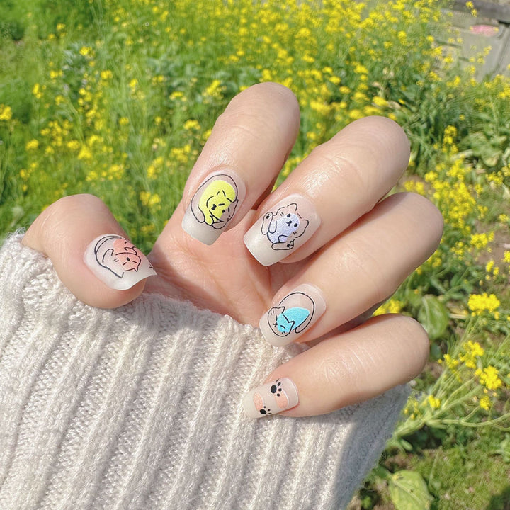 Whimsical Cartoon-Themed Press-On Nail Art Set