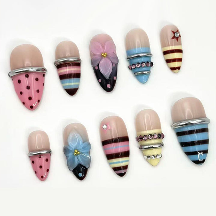 Artificial nail set with creative and playful motifs Stornfield
