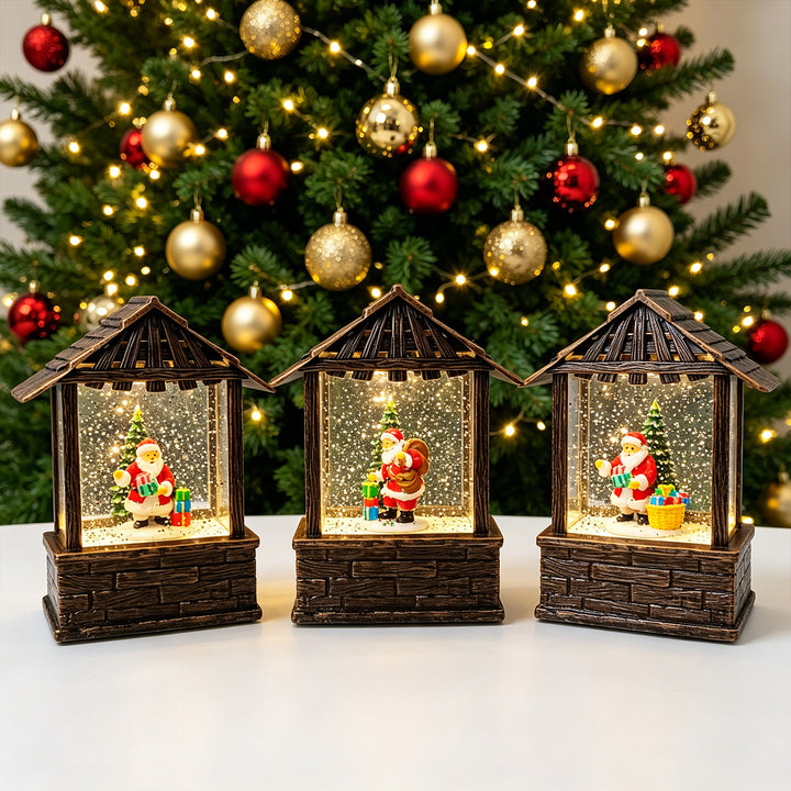 Christmas lantern with snow globe and LED lighting Stornfield