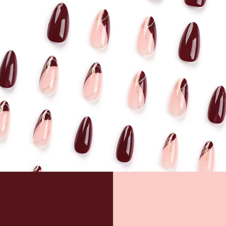 Elegant Matte and Glossy Almond-Shaped Press-On Nail Extensions Stornfield